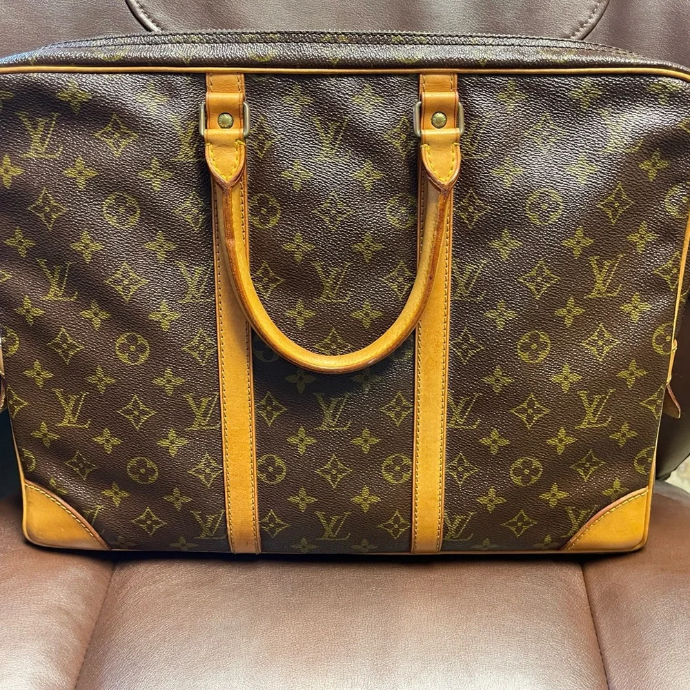 Vintage authenticated Louis 1970s Vuitton Porte voyager document briefcase mint